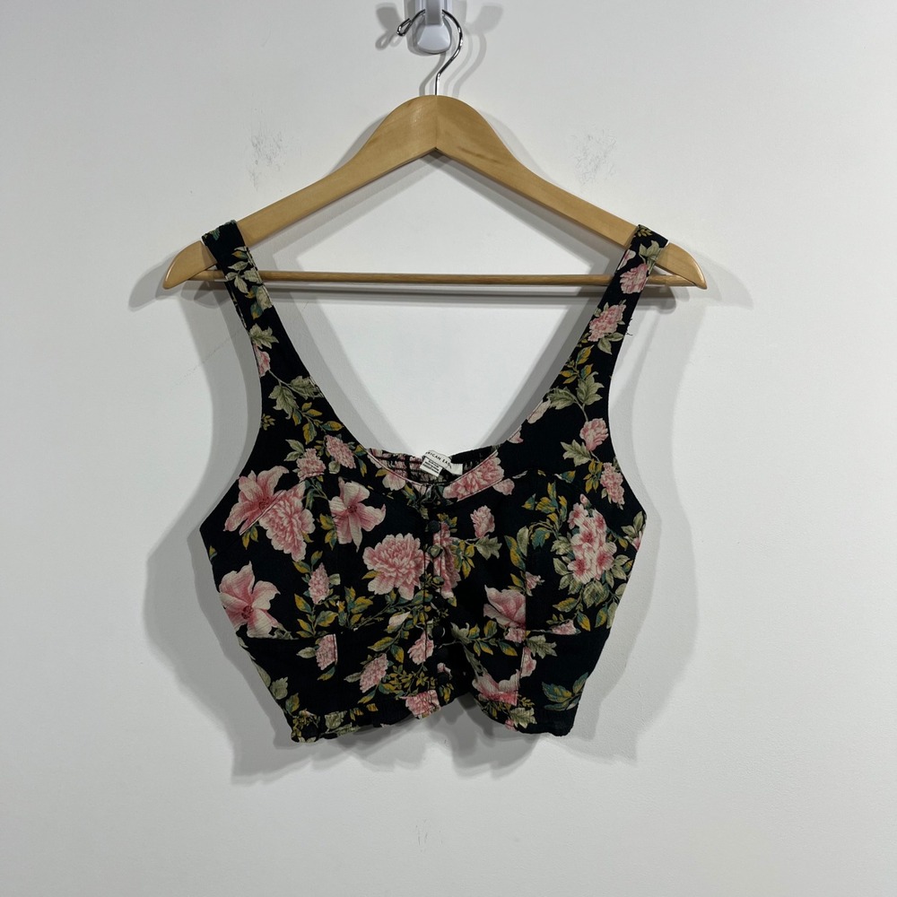 American Eagle Floral Milkmaid Babydoll Fairy Grunge Smocked Crop‎ Womens Small